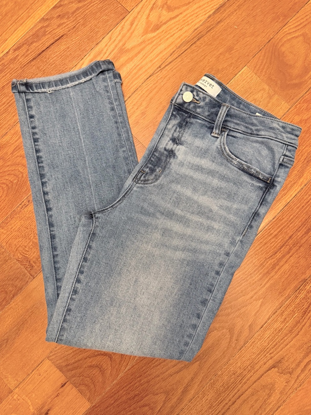 Lovervet by Vervet Slim Straight Jeans Size 29/9 Medium Wash Stretch Cuffed Hem